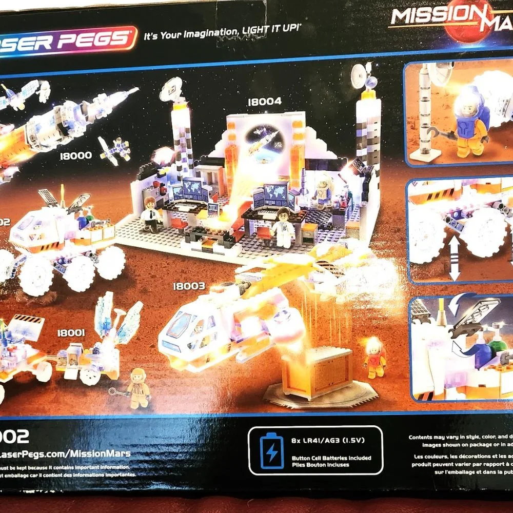 NWT MARS Rover Laser Pegs 7+ 200 Pieces 18002 Lights Up LED Discount Shipping